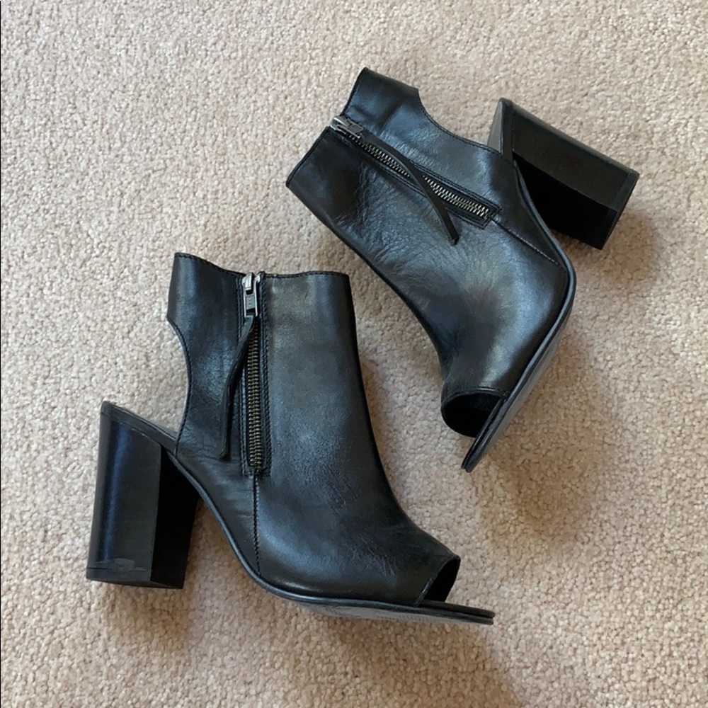 Heeled open toe zip up booties